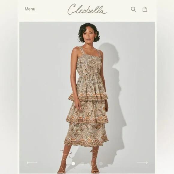 Cleobella Dresses & Skirts - CLEOBELLA Rosalie Boho Midi Dress SZ MEDIUM Tiered Ruffle Paisley Kaleidoscope